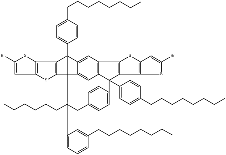 2,8-DIBROMO-6,12-DIHYDRO-6,6,12,12-TETRAKIS(4-OCTYLPHENYL)-DITHIENO[2,3-D:2′,3′-D′]-S-INDACENO[1,2-B:5,6-B′]DITHIOPHENE Structure