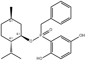 (Rp)-2,5-Dihydroxyphenyl-(-)-menthyl ben zylphosphinate 化学構造式