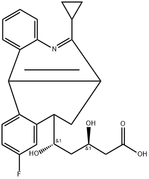 Benzo[k]phenanthridine-8-pentanoic acid, 6-cyclopropyl-10-fluoro-7,8-dihydro-β,δ-dihydroxy-, (βR,δS,8S)- Struktur