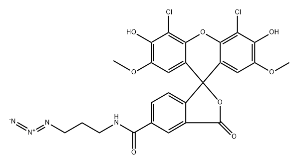 Spiro[isobenzofuran-1(3H),9'-[9H]xanthene]-5-carboxamide, N-(3-azidopropyl)-4',5'-dichloro-3',6'-dihydroxy-2',7'-dimethoxy-3-oxo-,1422178-11-7,结构式