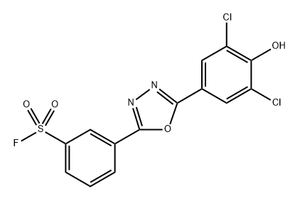 3-[5-(3,5-dichloro-4-hydroxyphenyl)-1,3,4-oxadiazol-2-yl]-benzenesulfonyl fluoride Structure