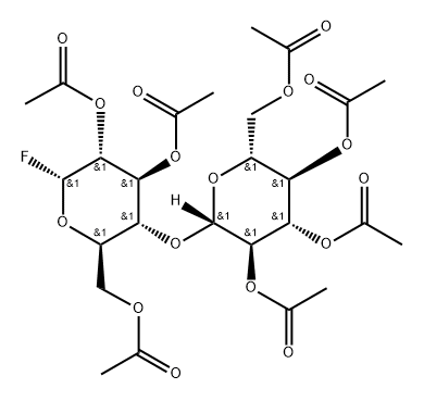 4-O-(2,3,4,6-四-O-乙酰基-BETA-D-吡喃葡萄糖基)-ALPHA-D-吡喃葡萄糖基氟化物三乙酸酯,14227-64-6,结构式