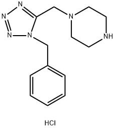 1-[(1-benzyl-1H-1,2,3,4-tetrazol-5-yl)methyl]piperazine dihydrochloride Struktur