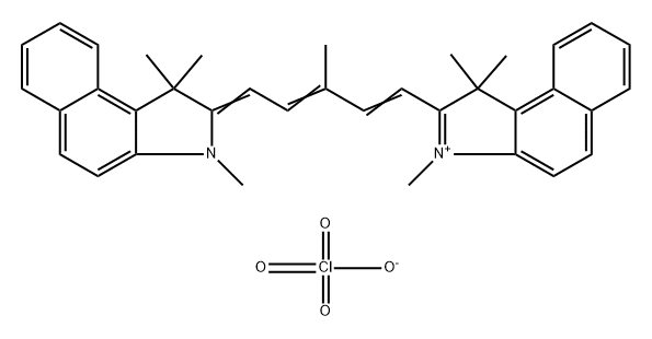 2-[5-(1,3-Dihydro-1,1,3-trimethyl-2H-benz[e]indol-2-ylidene)-3-methyl-1,3-pentadien-1-yl]-1,1,3-trimethyl-1H-benz[e]indolium perchlorate (1:1) Structure