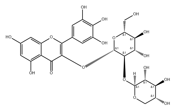 杨梅素-3-O-Β-D-木糖(1-2)-Β-D-葡萄糖苷,142449-93-2,结构式