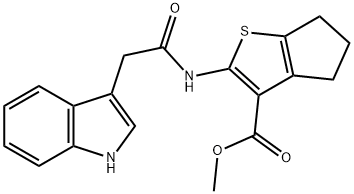 METHYL 2-(2-(1H-INDOL-3-YL)ACETAMIDO)-5,6-DIHYDRO-4H-CYCLOPENTA[B]THIOPHENE-3-CARBOXYLATEMETHYL 2-(2-(1H-INDOLE-3-YL)ACETAMIDE)-5,6-DIHYDRO-4H-CYCLO戊[B]THIEN-3-CARBOXYLIC ACIDSALT,1424516-56-2,结构式
