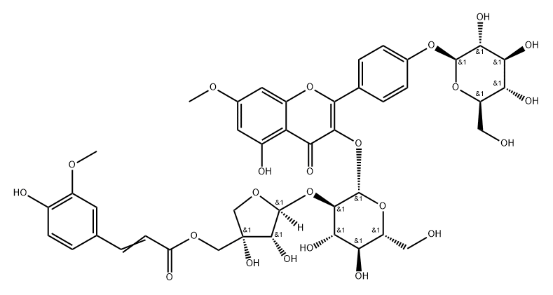 4H-1-Benzopyran-4-one, 2-[4-(β-D-glucopyranosyloxy)phenyl]-5-hydroxy-3-[[2-O-[5-O-[3-(4-hydroxy-3-methoxyphenyl)-1-oxo-2-propenyl]-D-apio-β-D-furanosyl]-β-D-glucopyranosyl]oxy]-7-methoxy- (9CI)|5'''-O-阿魏酰-沙苑子苷B