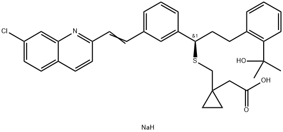 SODIUM (R)-1-[(1-{3-[2-(7-CHLORO-2-QUINOLYL)VINYL]PHENYL}-3-[2-(1-HYDROXY-1- Structure