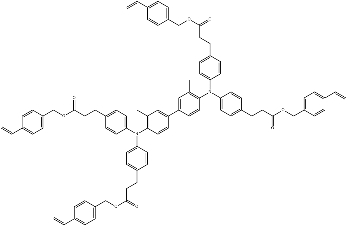 4,4′,4′′,4′-[(3,3′-二甲基[1,1′-联苯]-4,4′-叉基)二氨基]四-1,1′,1′′,1′′-四[(4-乙烯基苯基)甲基]苯丙酸酯, 1425728-33-1, 结构式