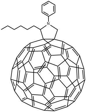 2'-己基-1',5'-二氢-1'-苯基-2'H-[5,6]富勒烯-C60-IH-[1,9-C]吡咯,1426332-00-4,结构式