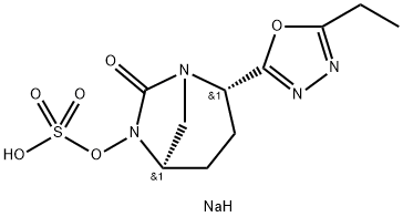 sodium (2S,5R)-2-(5-ethyl-1,3,4-oxadiazol-2-yl)-7-oxo-1,6-diazabicyclo[3.2.1]octan-6-yl sulfate Struktur