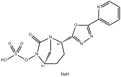 sodium (2S,5R)-7-oxo-2-(5-(pyridin-2-yl)-1,3,4-oxadiazol-2-yl)-1,6-diazabicyclo[3.2.1]octan-6-yl sulfate Structure