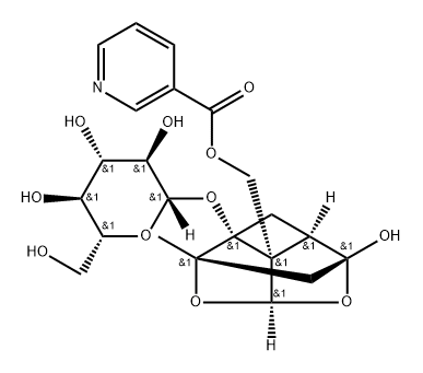 β-D-Glucopyranoside, (1aR,2S,3aR,5R,5aR,5bS)-tetrahydro-5-hydroxy-2-methyl-5b-[[(3-pyridinylcarbonyl)oxy]methyl]-2,5-methano-1H-3,4-dioxacyclobuta[cd]pentalen-1a(2H)-yl|