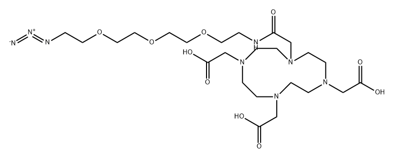 1,4,7,10-Tetraazacyclododecane-1-acetic acid, 4-(14-azido-2-oxo-6,9,12-trioxa-3-azatetradec-1-yl)-7,10-bis(carboxymethyl)- 化学構造式