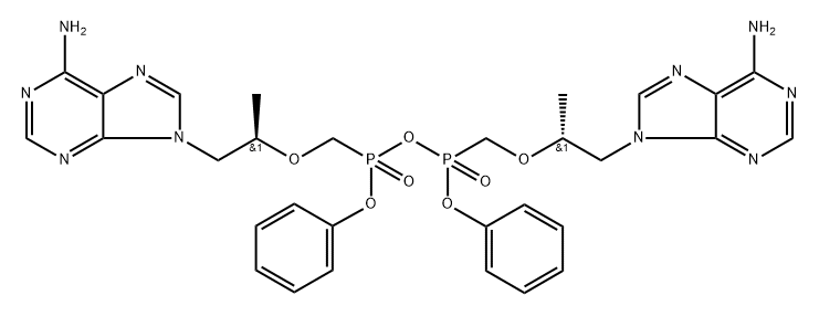 Diphosphonic acid, P,P'-bis[[(1R)-2-(6-amino-9H-purin-9-yl)-1-methylethoxy]methyl]-, P,P'-diphenyl ester 化学構造式