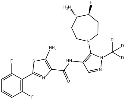 5-Amino-N-[5-[(4S,5S)-4-amino-5-fluorohexahydro-1H-azepin-1-yl]-1-(methyl-d3)-1H-pyrazol-4-yl]-2-(2,6-difluorophenyl)-4-thiazolecarboxamide Structure