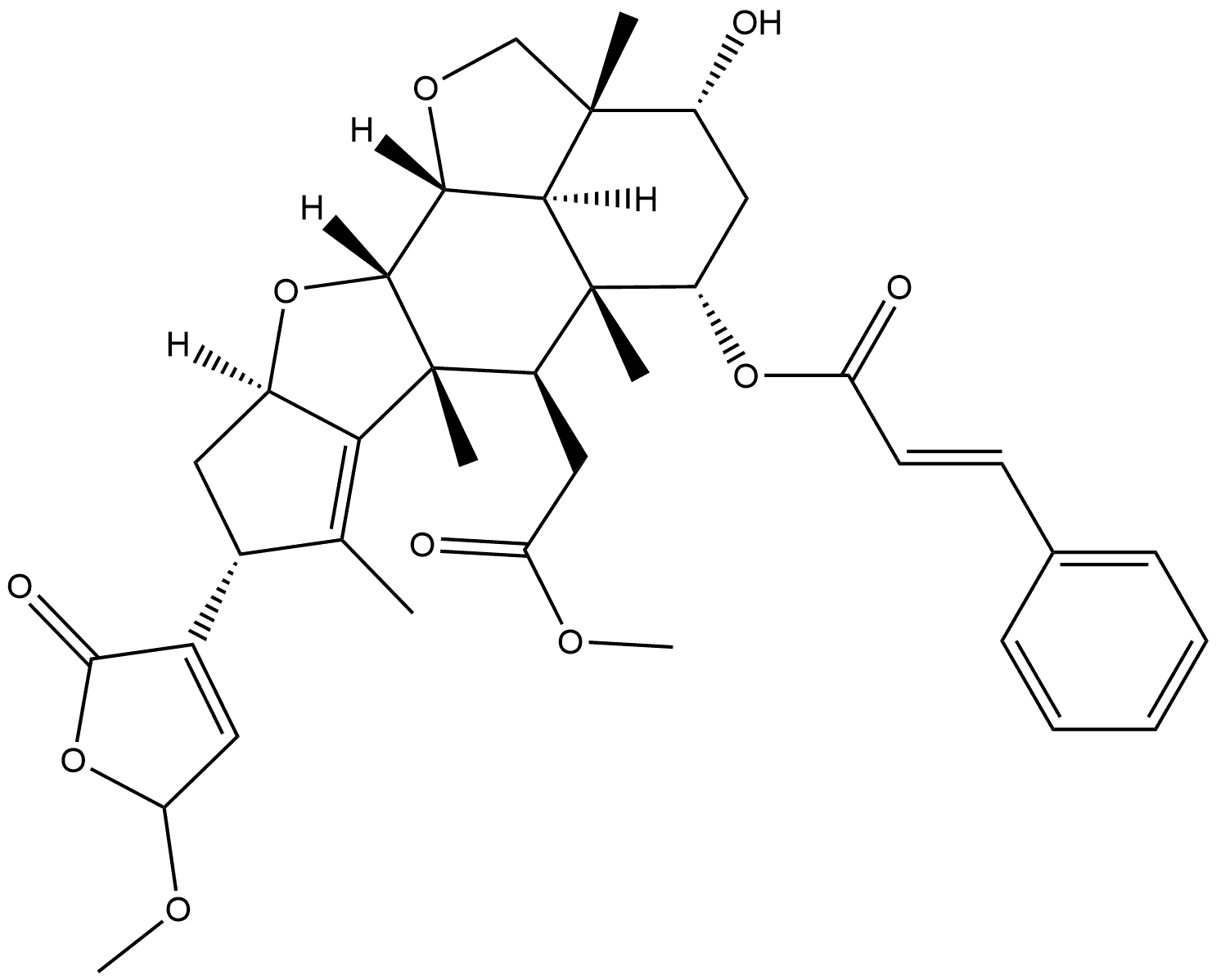 1429747-08-9 2H,3H-Cyclopenta[d']naphtho[1,8-bc:2,3-b']difuran-6-acetic acid, 8-(2,5-dihydro-5-methoxy-2-oxo-3-furanyl)-2a,4,5,5a,6,6a,8,9,9a,10a,10b,10c-dodecahydro-3-hydroxy-2a,5a,6a,7-tetramethyl-5-[[(2E)-1-oxo-3-phenyl-2-propen-1-yl]oxy]-, methyl ester, (2aR,3R,5S,5aR,6R,6aR,8R,9aR,10aS,10bR,10cR)-