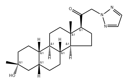 19-Norpregnan-20-one, 3-hydroxy-3-methyl-21-(2H-1,2,3-triazol-2-yl)-, (3α,5β)- Structure