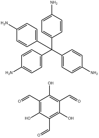 1,3,5-Benzenetricarboxaldehyde, 2,4,6-trihydroxy-, polymer with 4,4',4'',4'''-methanetetrayltetrakis[benzenamine] Struktur