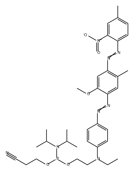 4'-(2-Nitro-4-toluyldiazo)-2'-methoxy-5'-methy1-azobenzene 4±(N-ethy)-N-ethy1-2- cyanoethy1-N, N-diisopropy1)-phosphoramidite 化学構造式