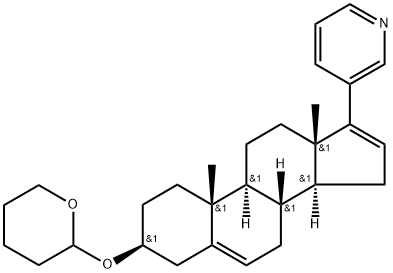 Pyridine, 3-[(3β)-3-[(tetrahydro-2H-pyran-2-yl)oxy]androsta-5,16-dien-17-yl]- 化学構造式