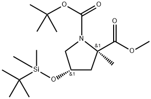 1-(tert-butyl) 2-methyl (2R,4S)-4-((tert-butyldimethylsilyl)oxy)-2-methylpyrrolidine-1,2-dicarboxylate 化学構造式