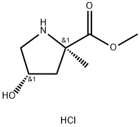 D-Proline, 4-hydroxy-2-methyl-, methyl ester, hydrochloride (1:1), (4S)- 化学構造式