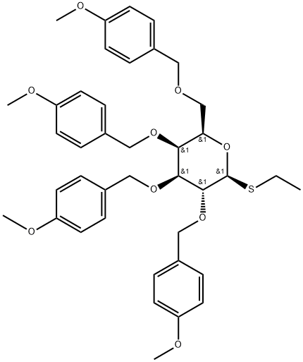 β-D-Galactopyranoside, ethyl 2,3,4,6-tetrakis-O-[(4-methoxyphenyl)methyl]-1-thio-, 1434145-36-4, 结构式