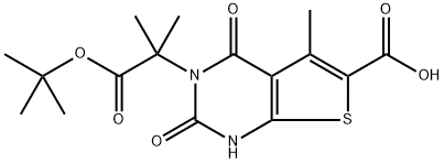 Thieno[2,3-d]pyrimidine-3(2H)-acetic acid, 6-carboxy-1,4-dihydro-α,α,5-trimethyl-2,4-dioxo-, 3-(1,1-dimethylethyl) ester Struktur