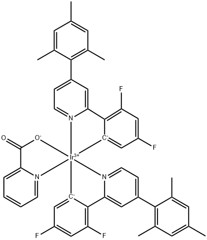 Bis[2-(4,6-difluorophenyl)-4-(2,4,6-triMethylphenyl)pyridinato-C2,N](picolinato)iridiuM(III),PhFIrPic 化学構造式