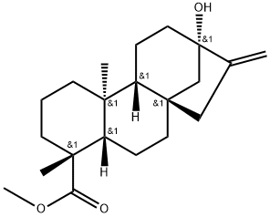 Kaur-16-en-18-oic acid, 13-hydroxy-, methyl ester, (4α)-, 14364-16-0, 结构式