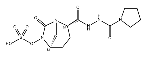 sulfuric acid mono[2-(N'-(pyrrolidin-1-ylcarbonyl)hydrazinocarbonyl)-7-oxo-1,6-diazabicyclo[3.2.1]oct-6-yl] ester Structure