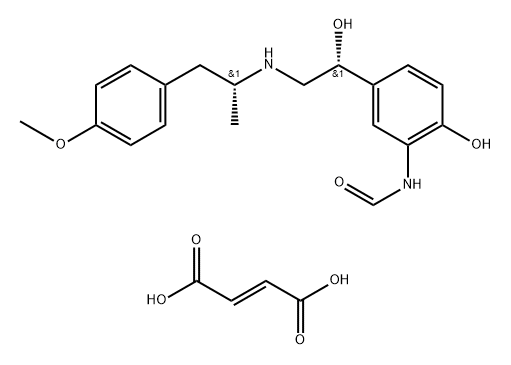 Formamide, N-[2-hydroxy-5-[1-hydroxy-2-[[2-(4-methoxyphenyl)-1-methylethyl]amino]ethyl]phenyl]-, [R-(R*,R*)]-, (E)-2-butenedioate (2:1) (salt) Struktur