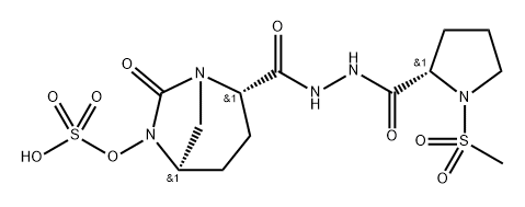 (2S,5R)-7-Oxo-6-(sulfooxy)-1,6-diazabicyclo [3.2.1]octane-2-carboxylic acid 2-[2-[[(2S)-1- (methylsulfonyl)-2-pyrrolidinyl]carbonyl] hydrazide] Structure