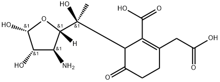 3-amino-5-C-(3-carboxy-4-(carboxymethyl)-2-oxo-3-cyclohexen-1-yl)altrofuranose Structure