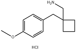 1-[(4-Methoxyphenyl)methyl]cyclobutylmethanamine hydrochloride Structure