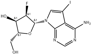 4-amino-7-[2-deoxy-2-fluoro-β-D-ribofuranosyl]-5-iodo-7Hpyrrolo[2,3-d]pyrimidine Structure