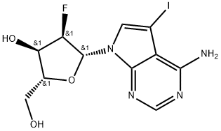 4-amino-7-[2-deoxy-2-fluoro-β-D-ribofuranosyl]-5-iodo-7Hpyrrolo[2,3-d]pyrimidine, 1440537-27-8, 结构式