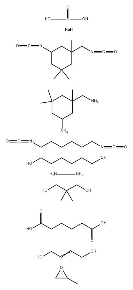 Hexanedioic acid, polymer with 5-amino-1,3,3-trimethylcyclohexanemethanamine, 2-butene-1,4-diol, 1,6-diisocyanatohexane, 2,2-dimethyl-1,3-propanediol, 1,6-hexanediol, hydrazine, 5-isocyanato-1-(isocyanatomethyl) -1,3,3-trimethylcyclohexane, methyloxirane 结构式