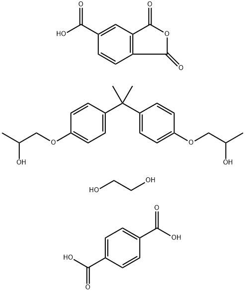 1,4-Benzenedicarboxylic acid polymer with 1,3-dihydro-1,3-dioxo-5-isobenzofuran carboxylic acid, 1,2-ethanediol and 1,1'-[(1-methylethylidene) bis(4,1-phenylene oxy)]bis[2-propanol] 结构式