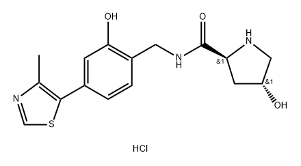 2-Pyrrolidinecarboxamide, 4-hydroxy-N-[[2-hydroxy-4-(4-methyl-5-thiazolyl)phenyl]methyl]-, hydrochloride (1:1), (2S,4R)-|(2S,4R)-4-羟基-N-(2-羟基-4-(4-甲基噻唑-5-基)苄基)吡咯烷-2-甲酰胺 盐酸盐