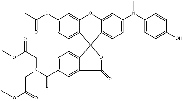 Glycine, N-[[3'-(acetyloxy)-6'-[(4-hydroxyphenyl)methylamino]-3-oxospiro[isobenzofuran-1(3H),9'-[9H]xanthen]-5-yl]carbonyl]-N-(2-methoxy-2-oxoethyl)-, methyl ester|