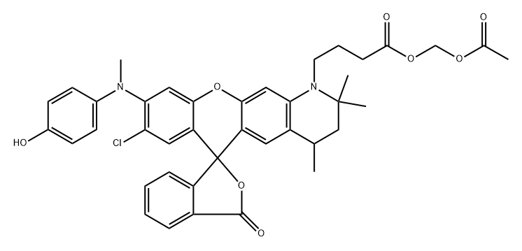 Spiro[6H-[1]benzopyrano[3,2-g]quinoline-6,1'(3'H)-isobenzofuran]-1(2H)-butanoic acid, 8-chloro-3,4-dihydro-9-[(4-hydroxyphenyl)methylamino]-2,2,4-trimethyl-3'-oxo-, (acetyloxy)methyl ester|