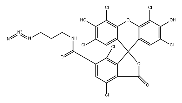 Spiro[isobenzofuran-1(3H),9'-[9H]xanthene]-6-carboxamide, N-(3-azidopropyl)-2',4,4',5',7,7'-hexachloro-3',6'-dihydroxy-3-oxo- 结构式