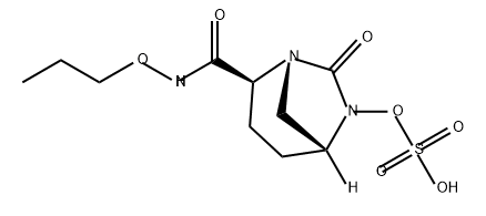 (1R,2S,5R)-7-Oxo-2-[(propoxyamino)carbonyl] -1,6-diazabicyclo[3.2.1]oct-6-yl hydrogen sulfate 化学構造式