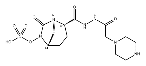 sulfuric acid mono[2-(N'-(piperazin-4-ylacetyl)hydrazinocarbonyl)-7-oxo-1,6-diazabicyclo[3.2.1]oct-6-yl] ester Structure