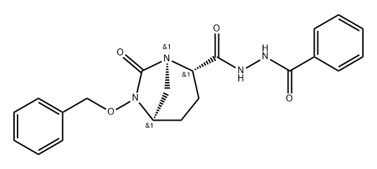 (2S,5R)-6-(benzyloxy)-7-oxo-N'-(phenylcarbonyl)-1,6-diazabicyclo[3.2.1]octane-2-carbohydrazide 化学構造式