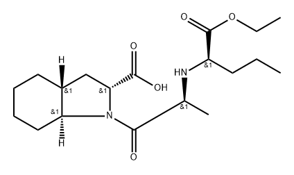 (2R,3aR,7aS)-1-(((R)-1-ethoxy-1-oxopentan-2-yl)-L-alanyl)octahydro-1H-indole-2-carboxylic acid 化学構造式