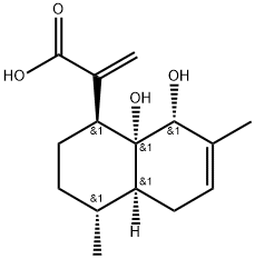 (1S,4S,4aS,8R,8aR)-1,2,3,4,4a,5,8,8a-オクタヒドロ-8,8a-ジヒドロキシ-4,7-ジメチル-α-メチレン-1-ナフタレン酢酸 化学構造式