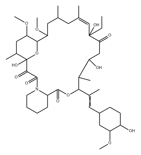 146285-79-2 15,19-Epoxy-3H-pyrido2,1-c1,4oxaazacyclotricosine-1,7,20,21(4H,23H)-tetrone, 8-ethyl-5,6,8,11,12,13,14,15,16,17,18,19,24,25,26,26a-hexadecahydro-5,8,19-trihydroxy-3-2-(4-hydroxy-3-methoxycyclohexyl)-1-methylethenyl-14,16-dimethoxy-4,10,12,18-tetramethyl-,